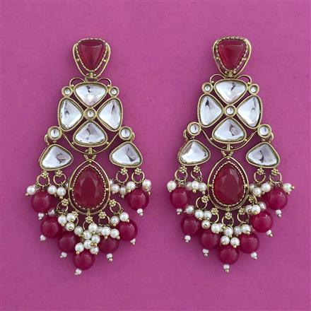 Indo Western Moti Earring with Mehndi Plating