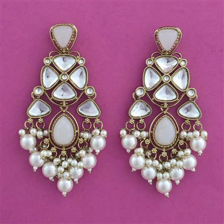 Indo Western Moti Earring with Mehndi Plating