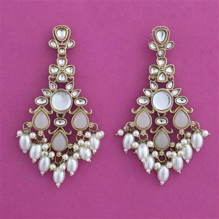 Indo Western Moti Earring with Mehndi Plating