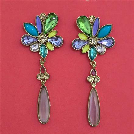 Indo Western Classic Earring With Mehndi Plating