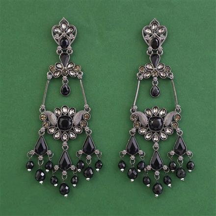 Indo Western Long Earring with Black Plating