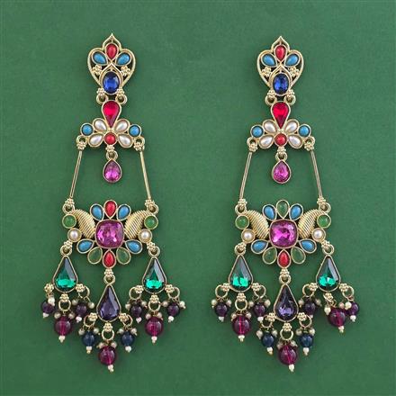 Indo Western Long Earring with Mehndi Plating
