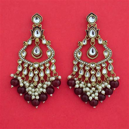 Indo Western Moti Earring with Mehndi Plating