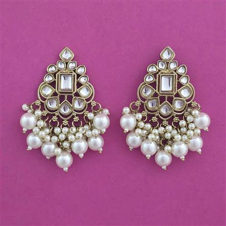Indo Western Moti Earring with Mehndi Plating