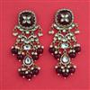 Indo Western Moti Earring with Mehndi Plating