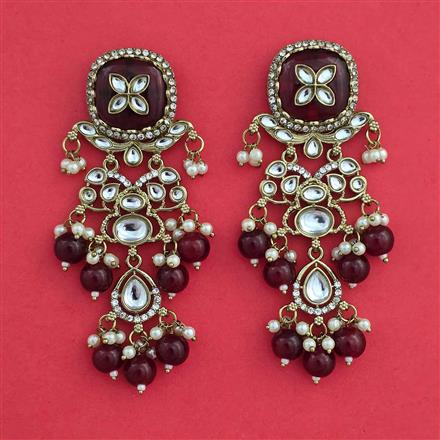 Indo Western Moti Earring with Mehndi Plating