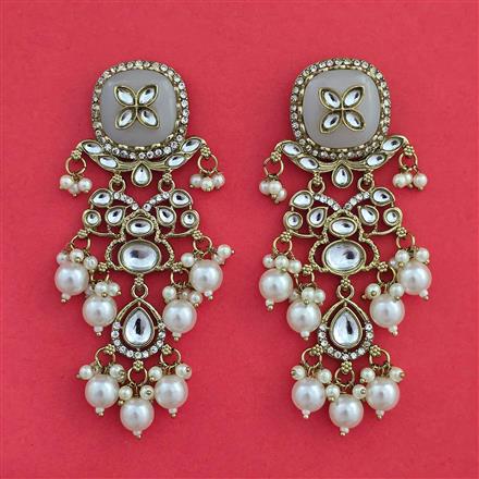 Indo Western Moti Earring with Mehndi Plating