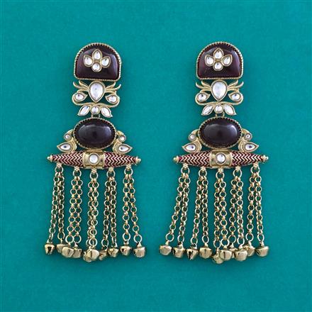 Indo Western Long Earring with Mehndi Plating