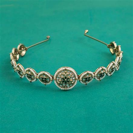 Indo Western Moti Hair Band With Mehndi Plating
