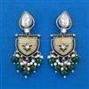Indo Western Mother Of Pearl Earring with Mehndi Plating