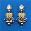 Indo Western Mother Of Pearl Earring with Mehndi Plating