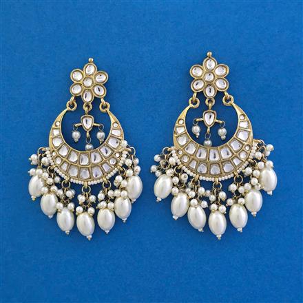 Indo Western Moti Earring with Mehndi Plating