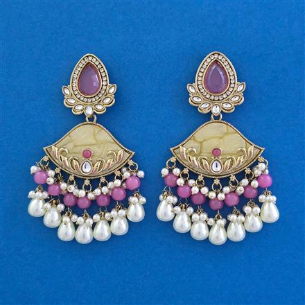 Indo Western Mother Of Pearl Earring with Mehndi Plating