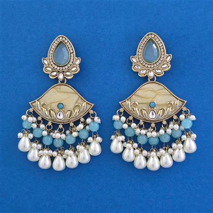 Indo Western Mother Of Pearl Earring with Mehndi Plating