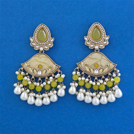 Indo Western Mother Of Pearl Earring with Mehndi Plating