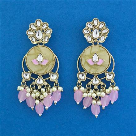 Indo Western Mother Of Pearl Earring with Mehndi Plating
