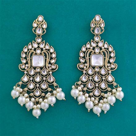 Indo Western Moti Earring with Mehndi Plating