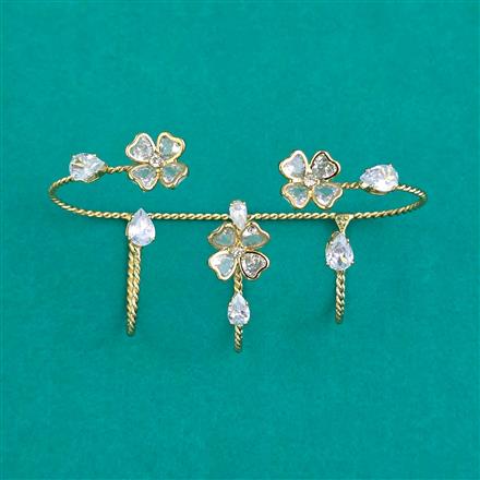 Indo Western Classic Ring With Gold Plating Rhodium Plating Mehndi Plating