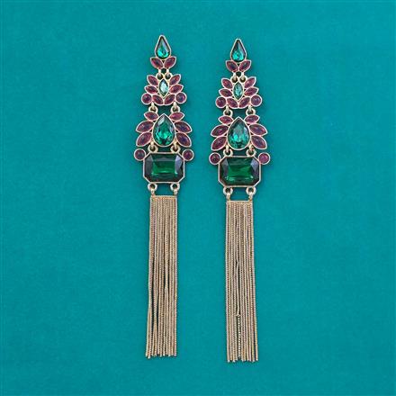 Indo Western Long Earring with Mehndi Plating