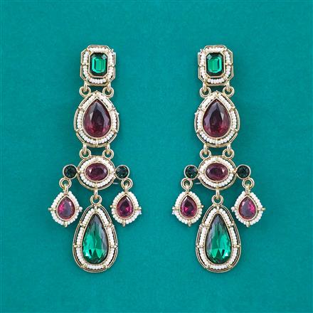 Indo Western Moti Earring with Mehndi Plating