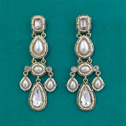 Indo Western Moti Earring with Mehndi Plating