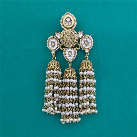 Indo Western Moti Hair Brooch With Mehndi Plating