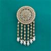 Indo Western Moti Hair Brooch With Mehndi Plating