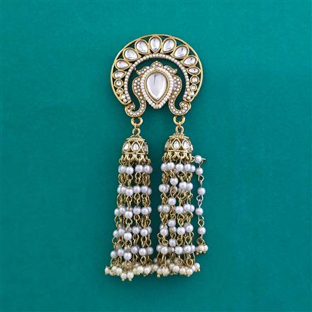 Indo Western Moti Hair Brooch With Mehndi Plating
