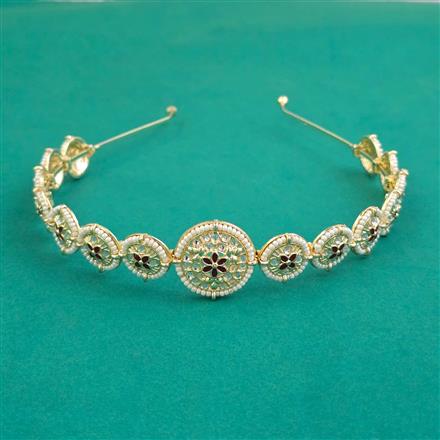 Indo Western Moti Hair Band With Gold Plating