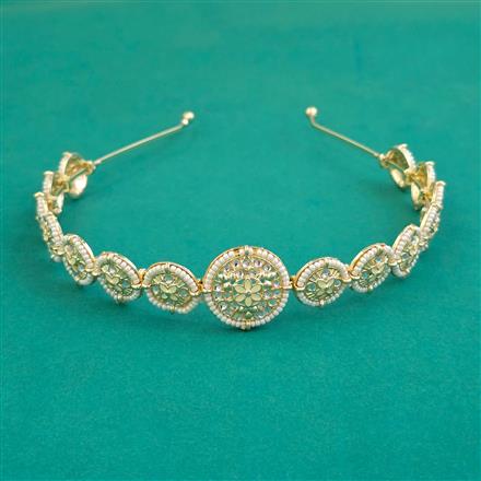 Indo Western Moti Hair Band With Gold Plating