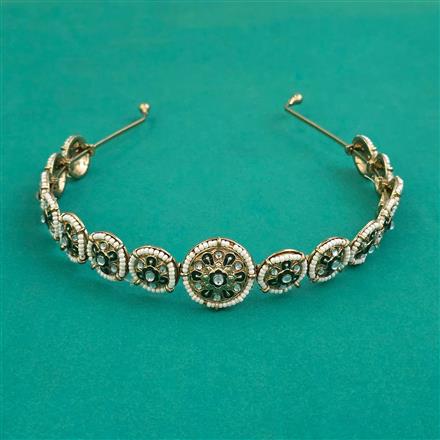 Indo Western Moti Hair Band With Mehndi Plating