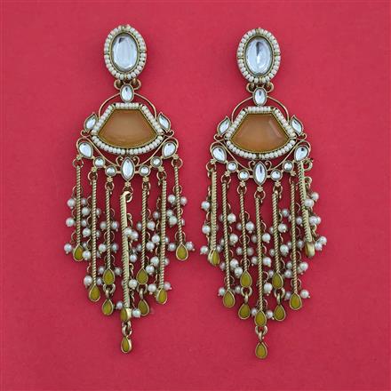Indo Western Long Earring with Mehndi Plating