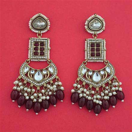 Indo Western Moti Earring with Mehndi Plating