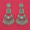 Indo Western Moti Earring with Mehndi Plating