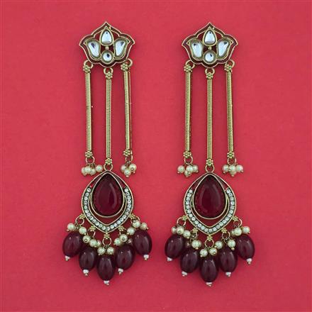Indo Western Moti Earring with Mehndi Plating