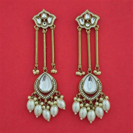 Indo Western Moti Earring with Mehndi Plating