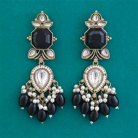 Indo Western Moti Earring with Mehndi Plating