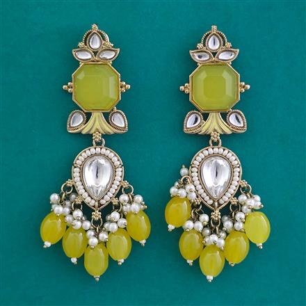 Indo Western Moti Earring with Mehndi Plating