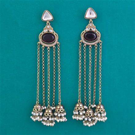 Indo Western Long Earring with Mehndi Plating
