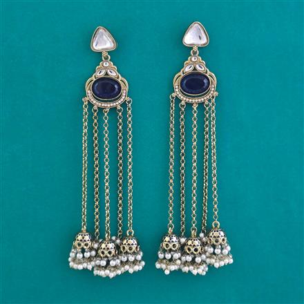 Indo Western Long Earring with Mehndi Plating