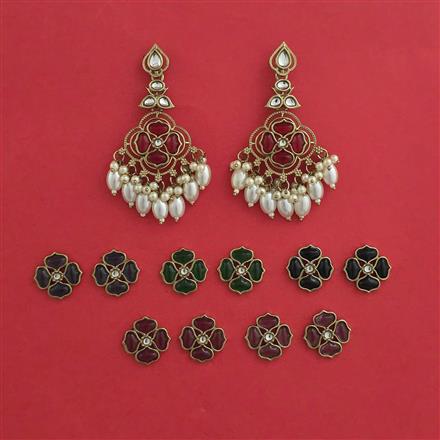 Indo Western Changeable Earring with Mehndi Plating