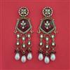 Indo Western Moti Earring with Mehndi Plating