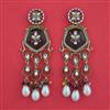 Indo Western Moti Earring with Mehndi Plating