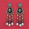 Indo Western Moti Earring with Mehndi Plating