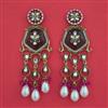 Indo Western Moti Earring with Mehndi Plating