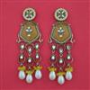 Indo Western Moti Earring with Mehndi Plating