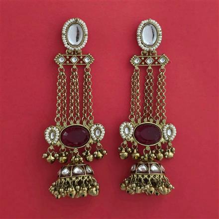 Indo Western Long Earring with Mehndi Plating