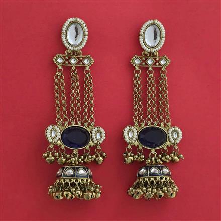 Indo Western Long Earring with Mehndi Plating
