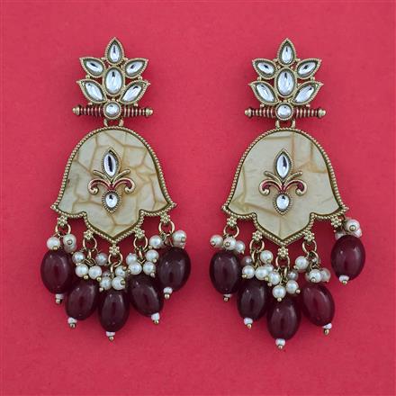 Indo Western Mother Of Pearl Earring with Mehndi Plating