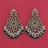 Indo Western Moti Earring With Mehndi Plating